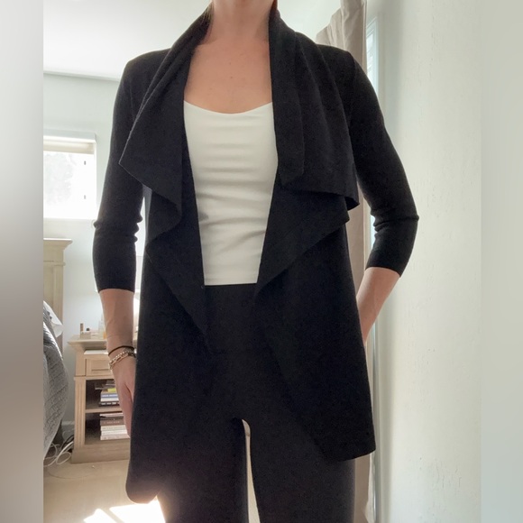 Theory Black Draped Cardigan Sweater - Picture 1 of 9